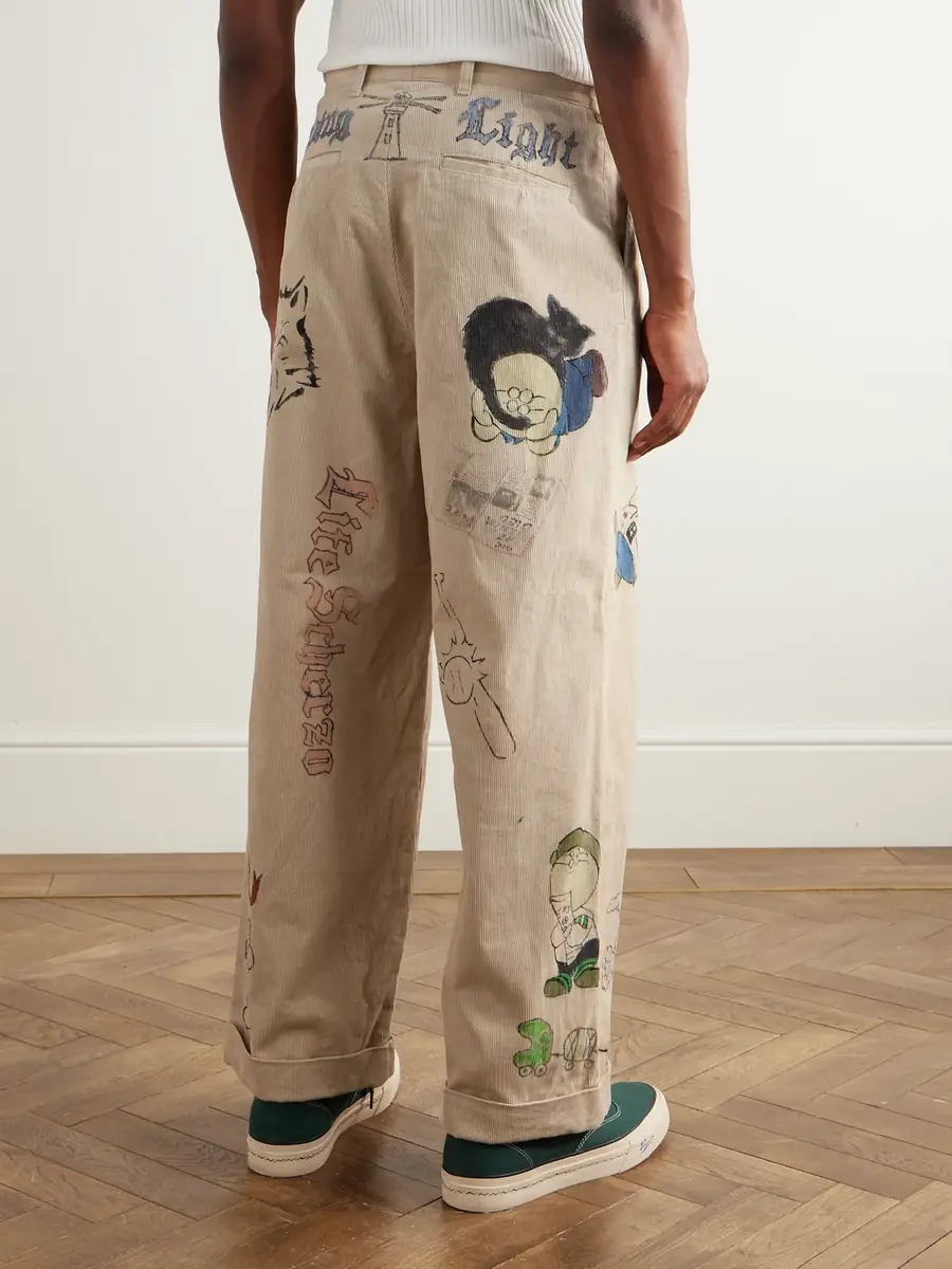 KAPITAL Ivy Wide-Leg Pleated Printed Cotton-Corduroy Trousers - Men | Thumbnail 4 KAPITAL Ivy Wide-Leg Pleated Printed Cotton-Corduroy Trousers - Men | Thumbnail 4