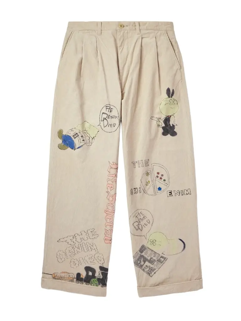 KAPITAL Ivy Wide-Leg Pleated Printed Cotton-Corduroy Trousers - Men | Image 1 KAPITAL Ivy Wide-Leg Pleated Printed Cotton-Corduroy Trousers - Men | Image 1