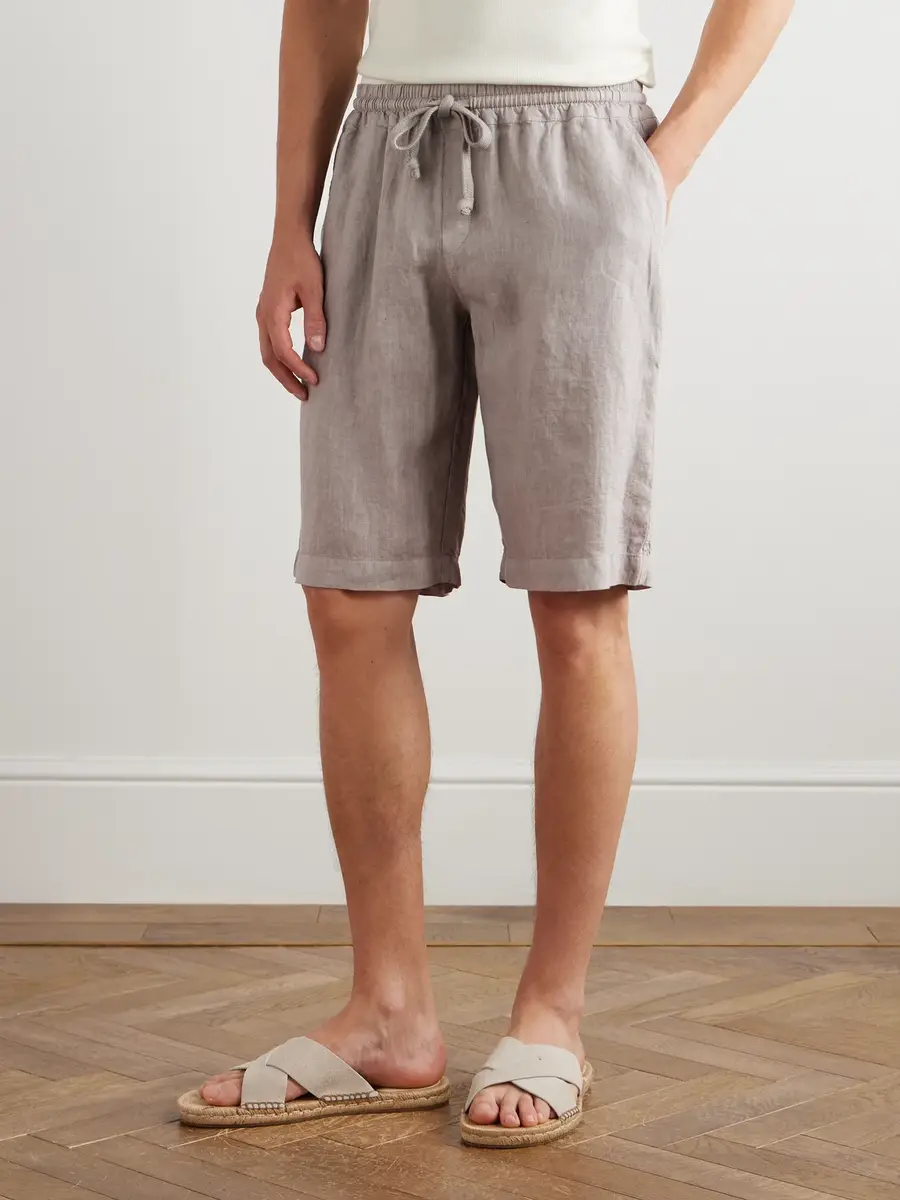FEDELI Vico Straight-Leg Linen Drawstring Shorts - Men | Thumbnail 3