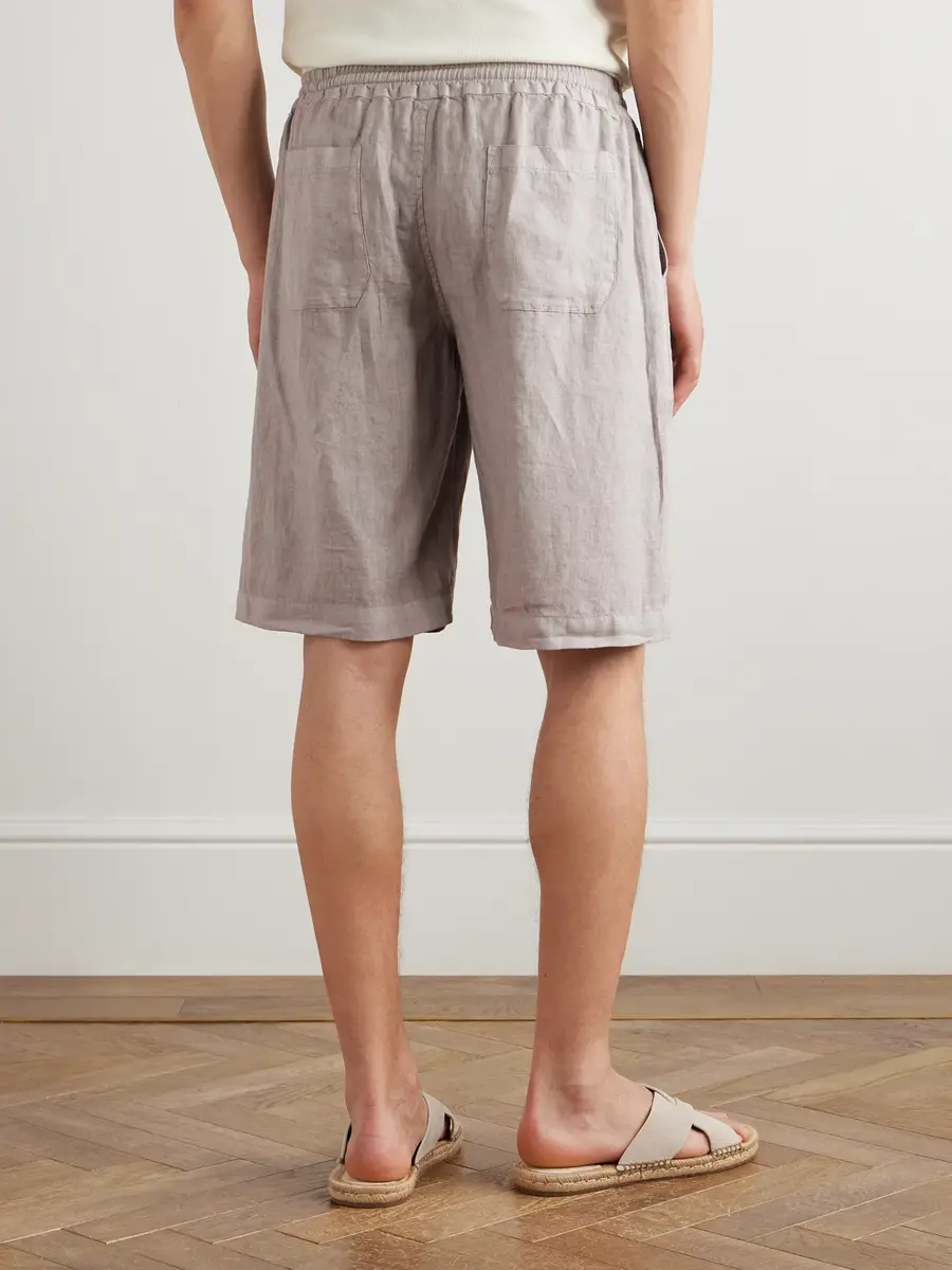 FEDELI Vico Straight-Leg Linen Drawstring Shorts - Men | Thumbnail 4