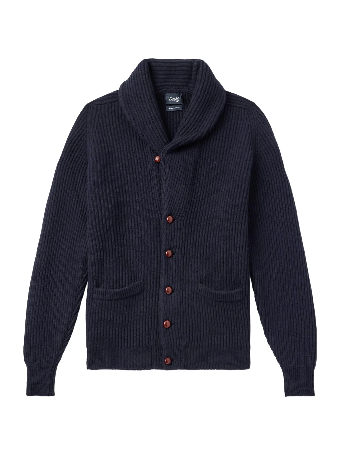 Shawl-Collar Ribbed Wool Cardigan - Men