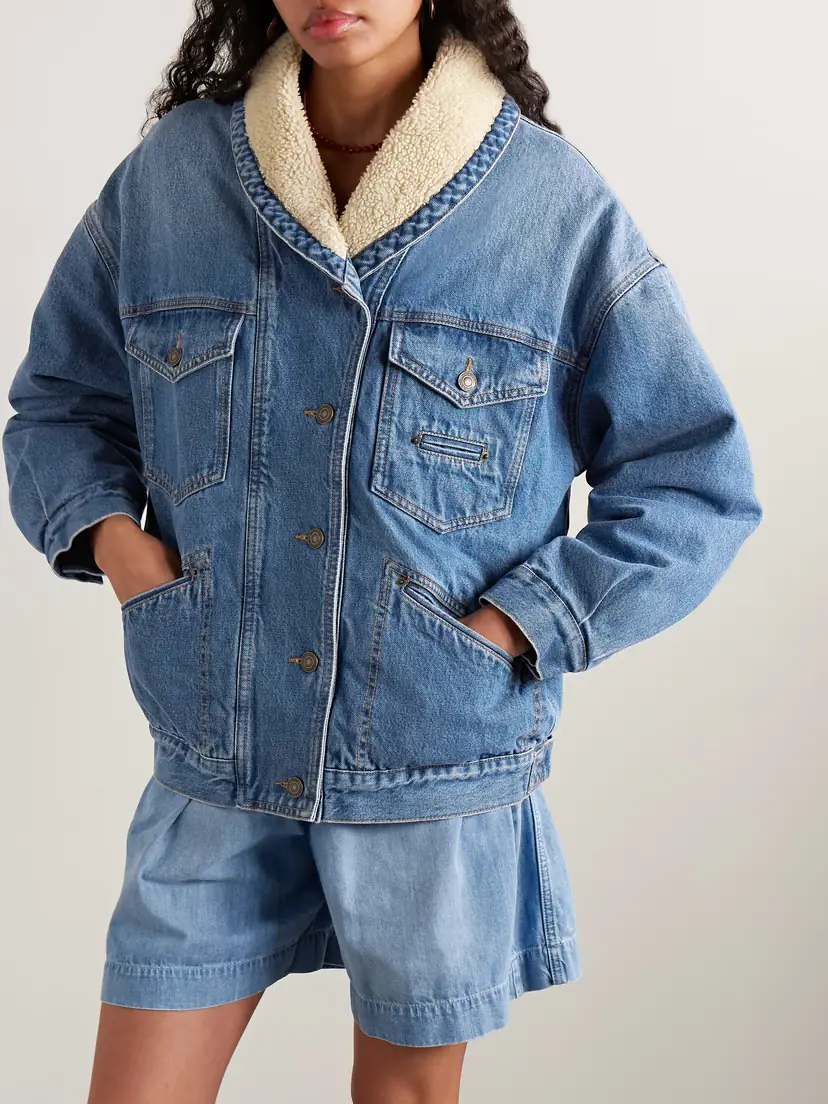 Isabel Marant Pimia Oversized Fleece-lined Padded Denim Jacket | Thumbnail 3