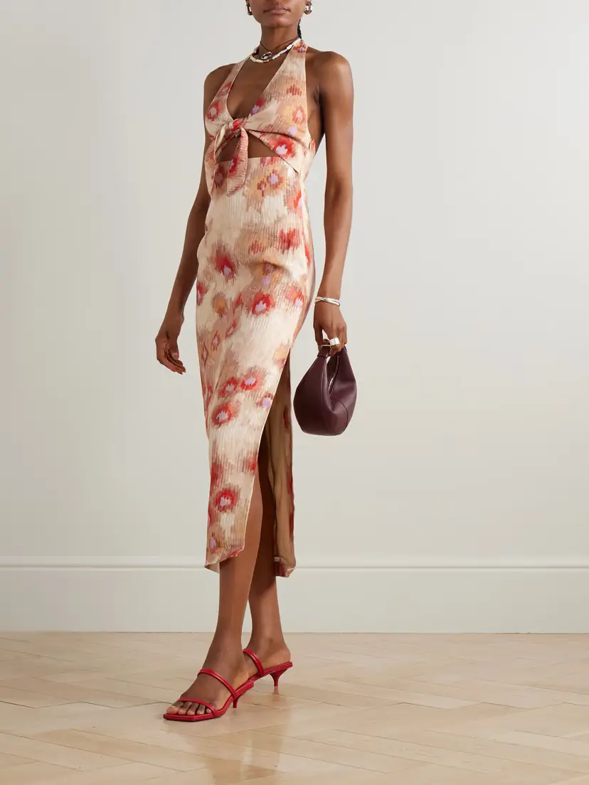 SIR. Fiorella Tie-front Floral-print Linen Halterneck Midi Dress | Thumbnail 2 SIR. Fiorella Tie-front Floral-print Linen Halterneck Midi Dress | Thumbnail 2