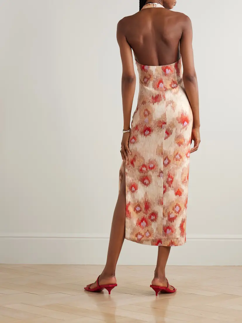 SIR. Fiorella Tie-front Floral-print Linen Halterneck Midi Dress | Thumbnail 3 SIR. Fiorella Tie-front Floral-print Linen Halterneck Midi Dress | Thumbnail 3