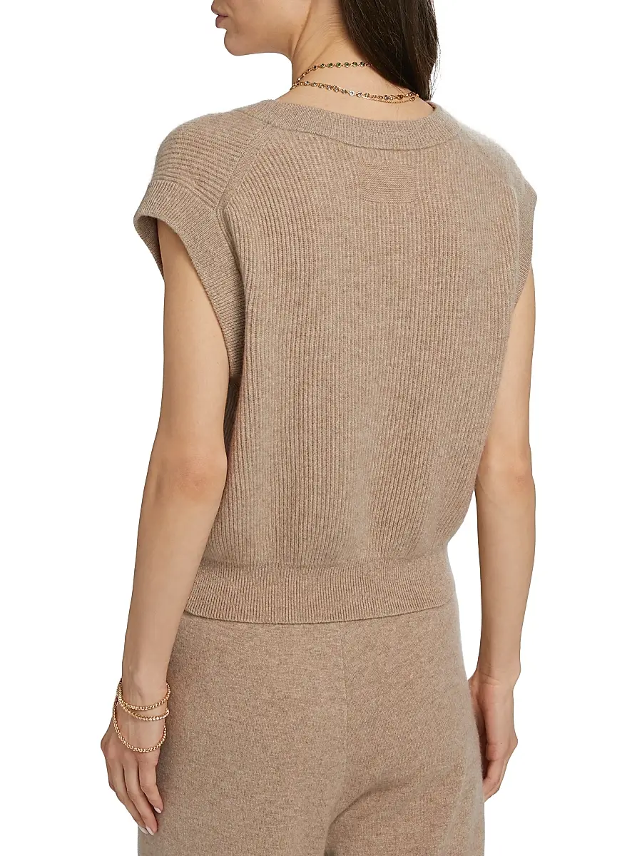 Guest in Residence Women's Rib-Knit Cashmere Vest - Taupe | Thumbnail 5 Guest in Residence Women's Rib-Knit Cashmere Vest - Taupe | Thumbnail 5