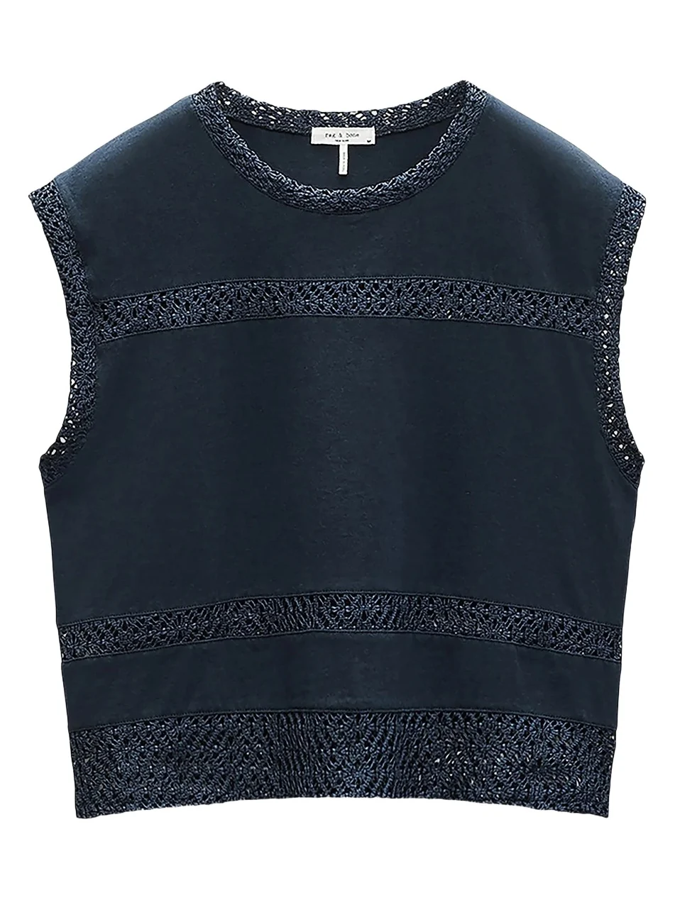 rag & bone Women's Rosie Lace-Trim Cotton Tank