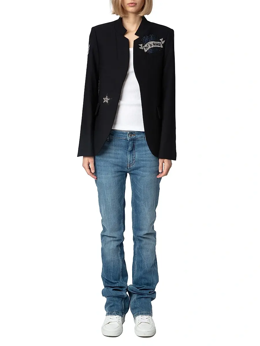 Zadig & Voltaire Women's Embellished Structured Blazer - Encre | Thumbnail 2 Zadig & Voltaire Women's Embellished Structured Blazer - Encre | Thumbnail 2