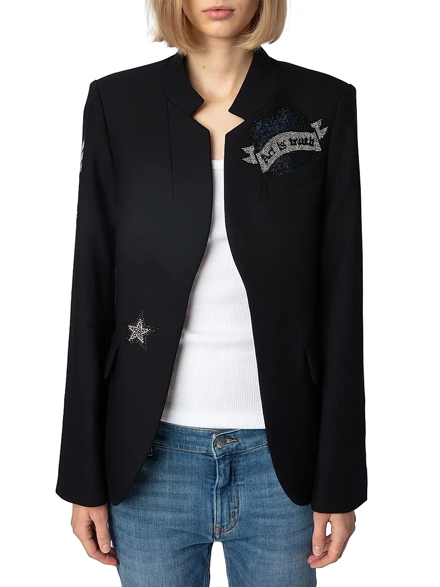 Zadig & Voltaire Women's Embellished Structured Blazer - Encre | Thumbnail 3 Zadig & Voltaire Women's Embellished Structured Blazer - Encre | Thumbnail 3