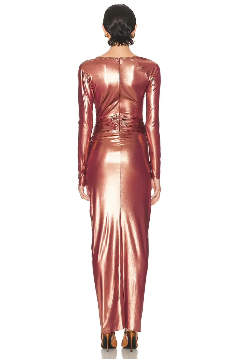 Lapointe Coated Jersey Asymmetric Draped Sarong Dress | Thumbnail 4