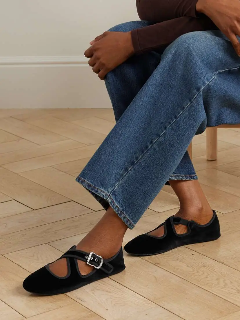 Alaïa Criss Cross Velvet Ballet Flats | Thumbnail 2 Alaïa Criss Cross Velvet Ballet Flats | Thumbnail 2