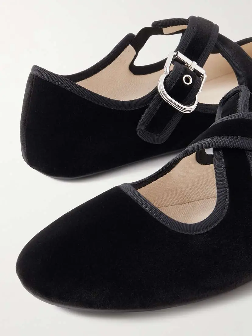 Alaïa Criss Cross Velvet Ballet Flats | Thumbnail 4 Alaïa Criss Cross Velvet Ballet Flats | Thumbnail 4