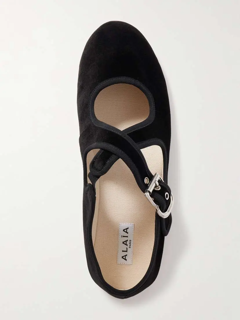 Alaïa Criss Cross Velvet Ballet Flats | Thumbnail 5 Alaïa Criss Cross Velvet Ballet Flats | Thumbnail 5