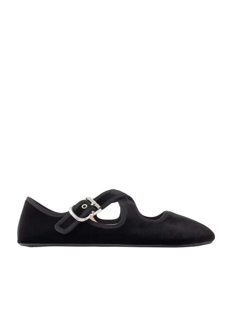Criss Cross Velvet Ballet Flats