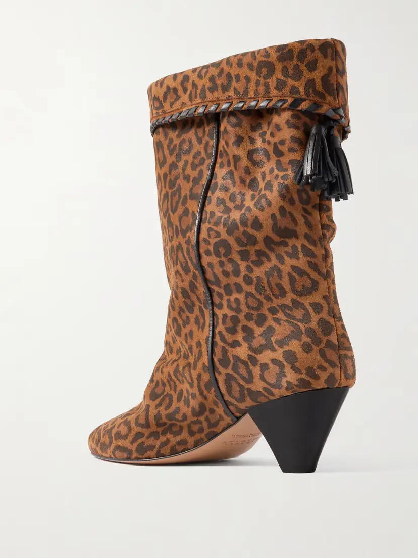 Isabel Marant Dalby Tasseled Leather-trimmed Leopard-print Suede Ankle Boots | Thumbnail 3 Isabel Marant Dalby Tasseled Leather-trimmed Leopard-print Suede Ankle Boots | Thumbnail 3