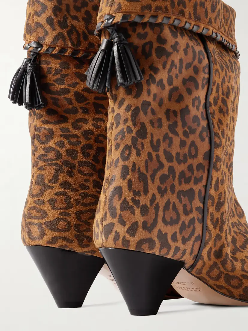 Isabel Marant Dalby Tasseled Leather-trimmed Leopard-print Suede Ankle Boots | Thumbnail 4 Isabel Marant Dalby Tasseled Leather-trimmed Leopard-print Suede Ankle Boots | Thumbnail 4