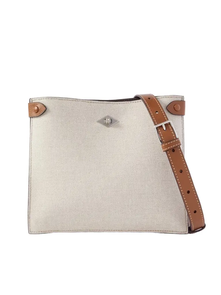Métier Stowaway Leather-trimmed Linen Shoulder Bag | Image 1 Métier Stowaway Leather-trimmed Linen Shoulder Bag | Image 1