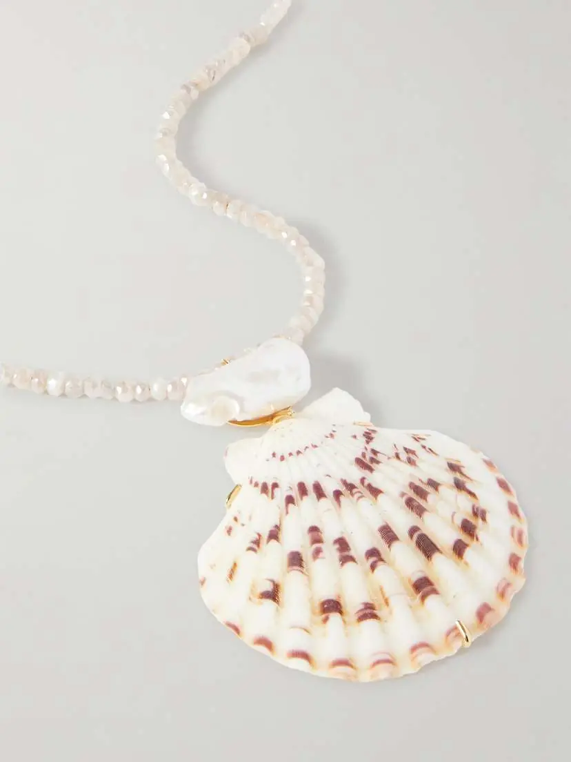 Jennifer Behr Paradis Gold-plated, Quartz, Pearl And Shell Necklace | Thumbnail 4 Jennifer Behr Paradis Gold-plated, Quartz, Pearl And Shell Necklace | Thumbnail 4