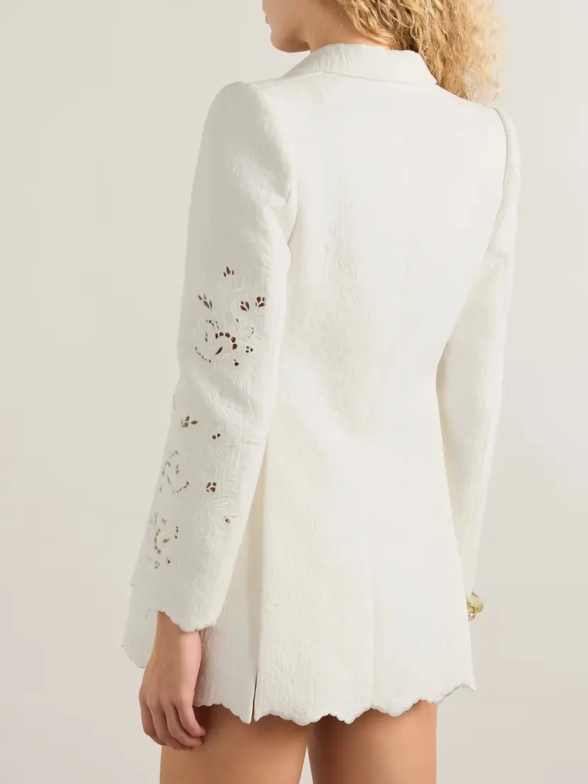 Chloé Double-breasted Broderie Anglaise Cotton-blend Cloqué Blazer | Thumbnail 3 Chloé Double-breasted Broderie Anglaise Cotton-blend Cloqué Blazer | Thumbnail 3