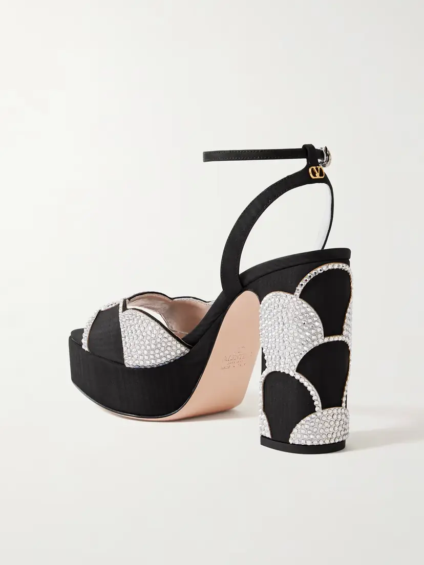 Valentino Garavani Bowow 110 Faille And Crystal-embellished Metallic Leather Platform Sandals | Thumbnail 3 Valentino Garavani Bowow 110 Faille And Crystal-embellished Metallic Leather Platform Sandals | Thumbnail 3