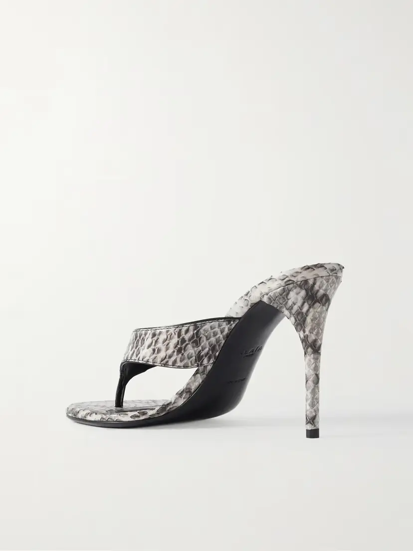 Alaïa Tong 90 Patent Leather-trimmed Elaphe Sandals | Thumbnail 2 Alaïa Tong 90 Patent Leather-trimmed Elaphe Sandals | Thumbnail 2
