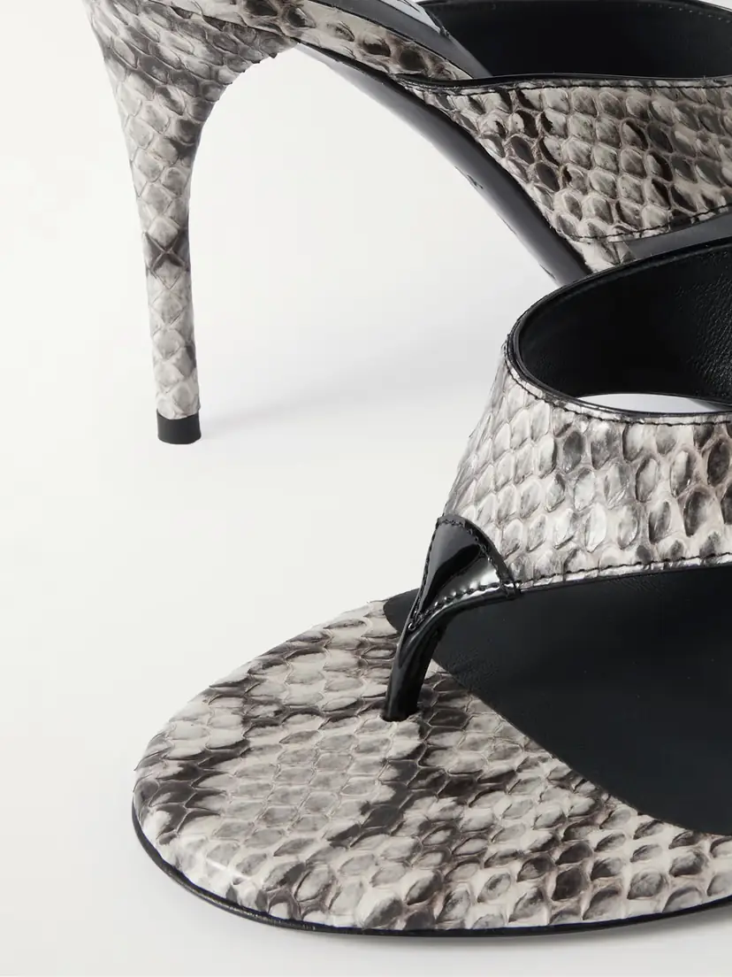 Alaïa Tong 90 Patent Leather-trimmed Elaphe Sandals | Thumbnail 4 Alaïa Tong 90 Patent Leather-trimmed Elaphe Sandals | Thumbnail 4
