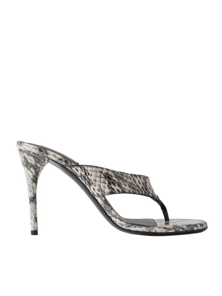 Alaïa Tong 90 Patent Leather-trimmed Elaphe Sandals