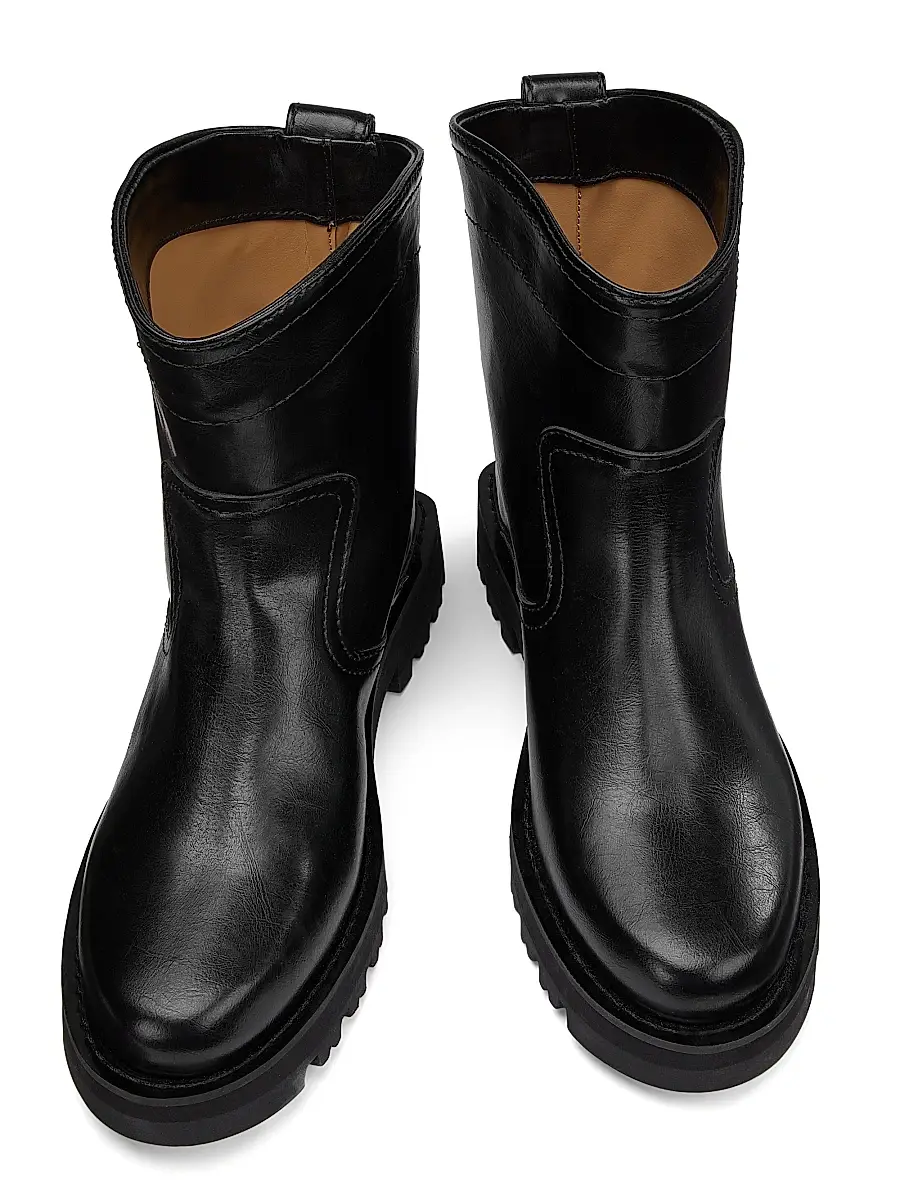 Ganni Women's Studs Crinkle Faux-Leather Ankle Boots | Thumbnail 4 Ganni Women's Studs Crinkle Faux-Leather Ankle Boots | Thumbnail 4