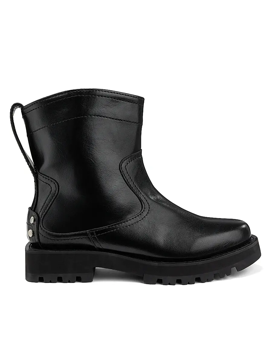 Ganni Women's Studs Crinkle Faux-Leather Ankle Boots - Black | Image 1 Ganni Women's Studs Crinkle Faux-Leather Ankle Boots - Black | Image 1
