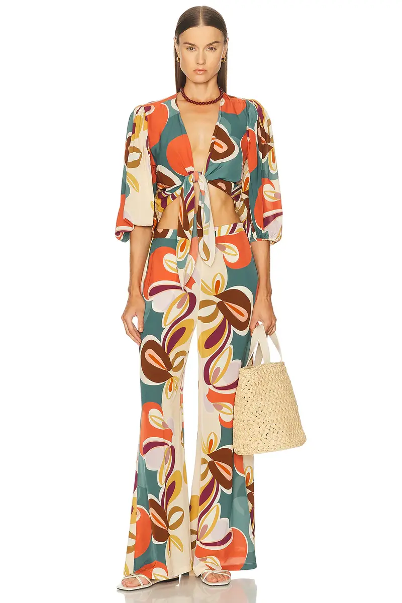 ADRIANA DEGREAS Organic Floral Wide Leg Pant | Thumbnail 5