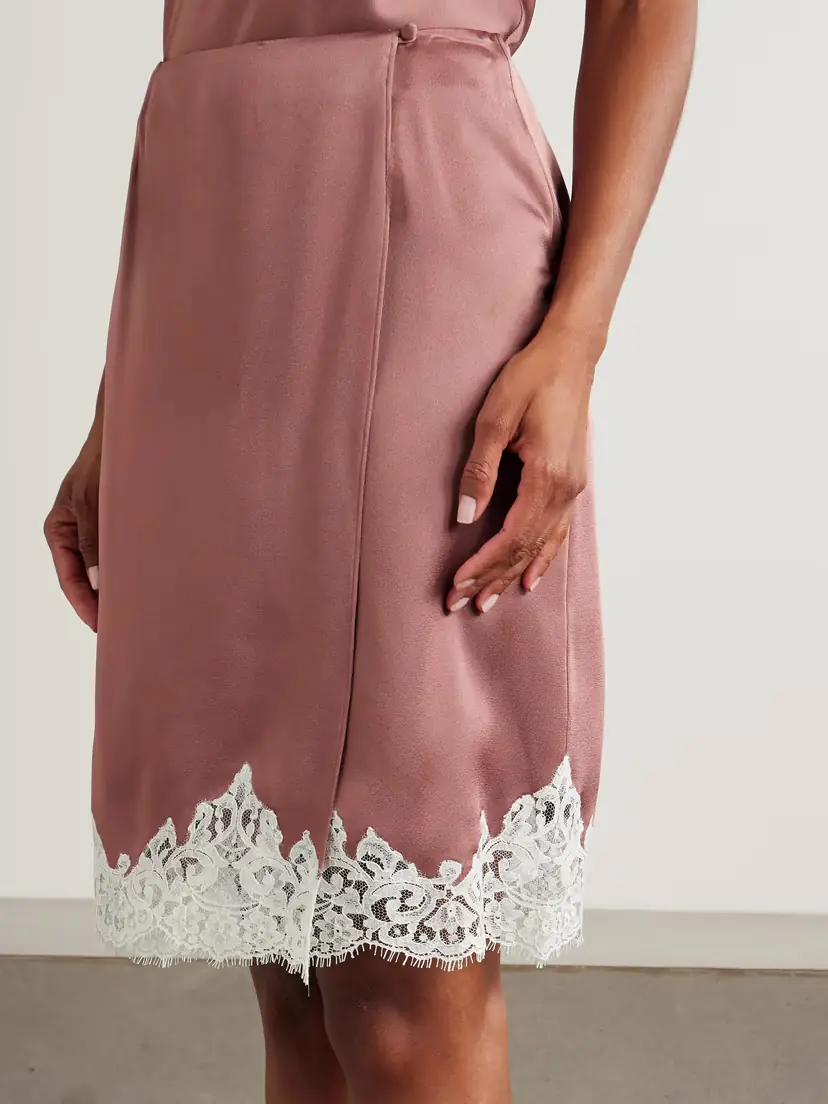 Stella McCartney Lace-trimmed Satin Midi Wrap Skirt | Thumbnail 3