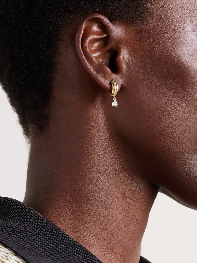 Roxanne First Stripe Drop 14-karat Gold Diamond Hoop Earrings | Thumbnail 2 Roxanne First Stripe Drop 14-karat Gold Diamond Hoop Earrings | Thumbnail 2