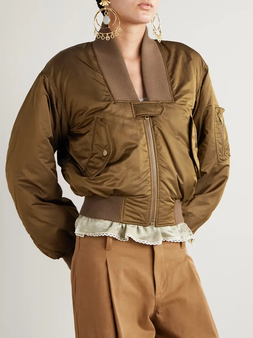 Chloé Cropped Shell Bomber Jacket | Thumbnail 3 Chloé Cropped Shell Bomber Jacket | Thumbnail 3