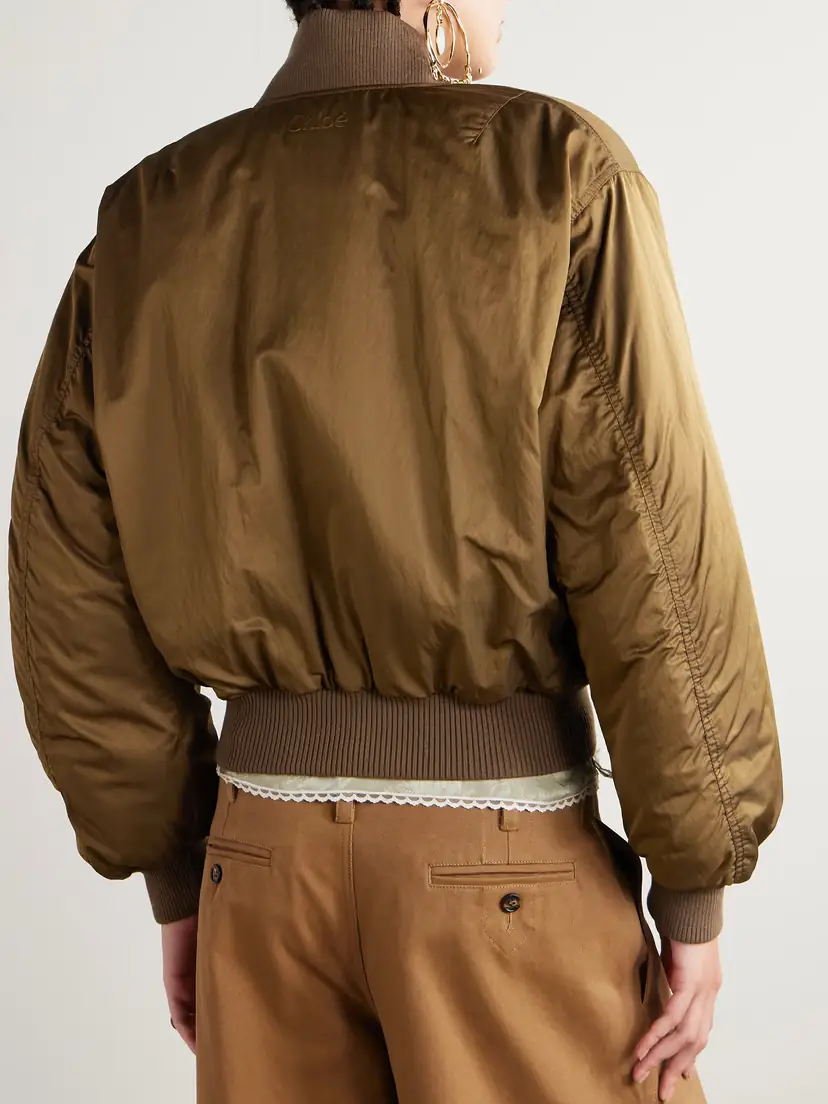 Chloé Cropped Shell Bomber Jacket | Thumbnail 4 Chloé Cropped Shell Bomber Jacket | Thumbnail 4