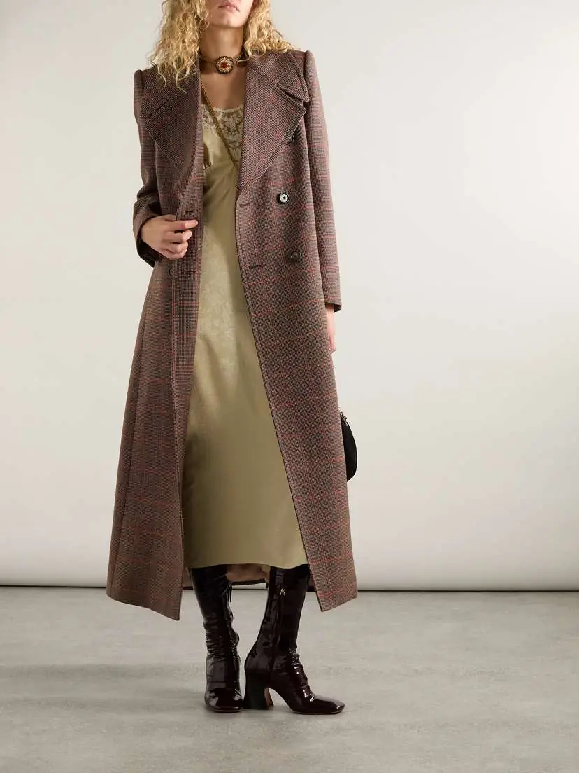 Chloé Double-breasted Checked Wool Coat | Thumbnail 2 Chloé Double-breasted Checked Wool Coat | Thumbnail 2