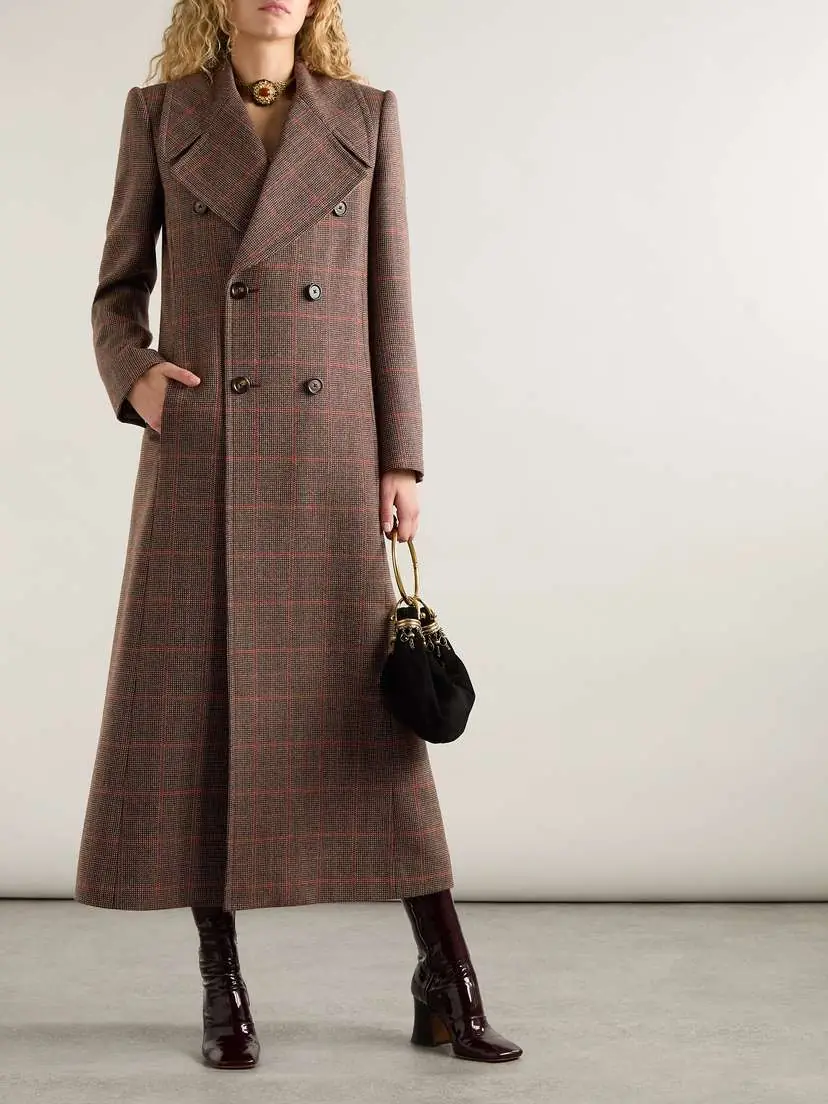 Chloé Double-breasted Checked Wool Coat | Thumbnail 3 Chloé Double-breasted Checked Wool Coat | Thumbnail 3