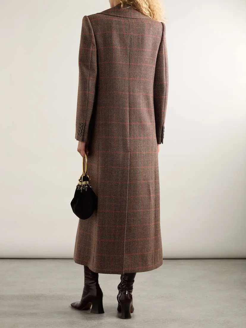 Chloé Double-breasted Checked Wool Coat | Thumbnail 4 Chloé Double-breasted Checked Wool Coat | Thumbnail 4