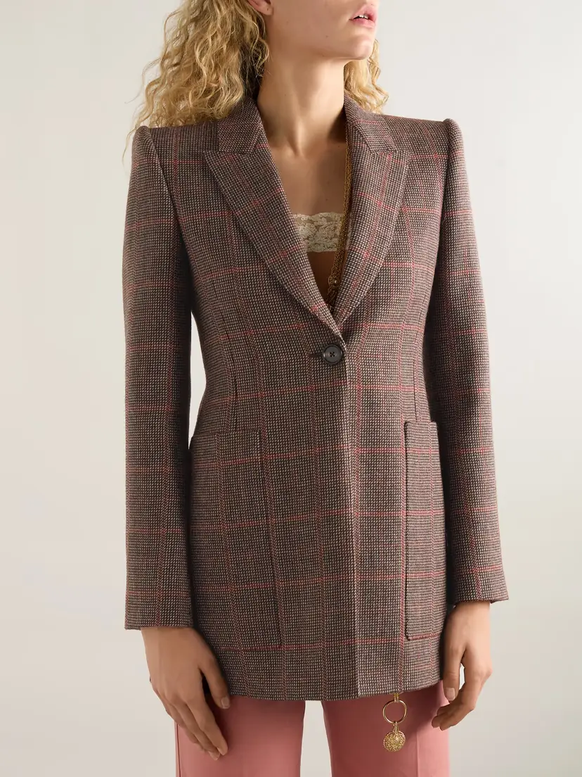 Chloé Checked Wool Blazer | Thumbnail 3 Chloé Checked Wool Blazer | Thumbnail 3