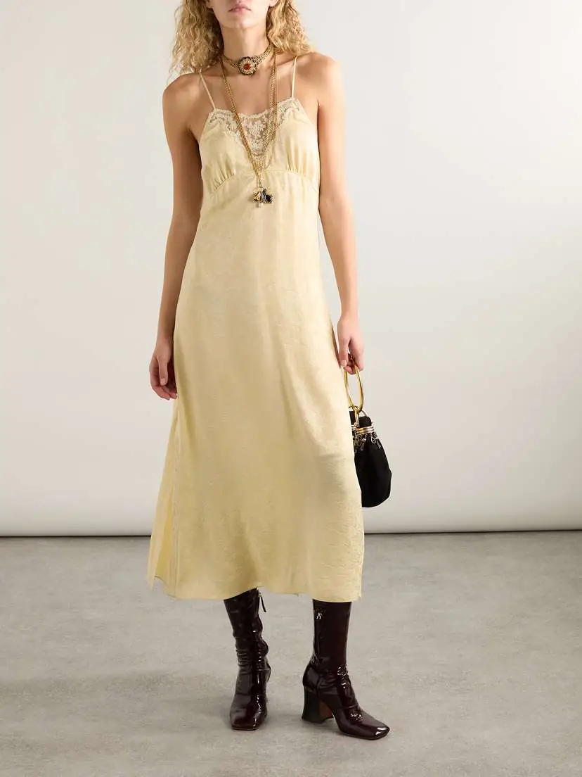 Chloé Lace-trimmed Floral-jacquard Silk Midi Dress | Thumbnail 3