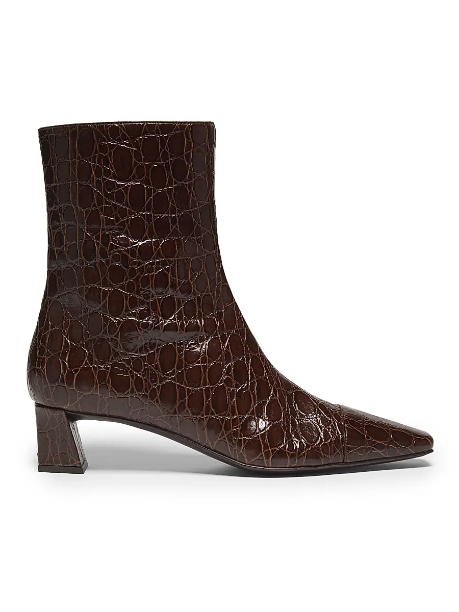 Giuseppe Zanotti Women's Brenda Embossed Leather 45MM Booties - Caffe Oro | Image 1 Giuseppe Zanotti Women's Brenda Embossed Leather 45MM Booties - Caffe Oro | Image 1