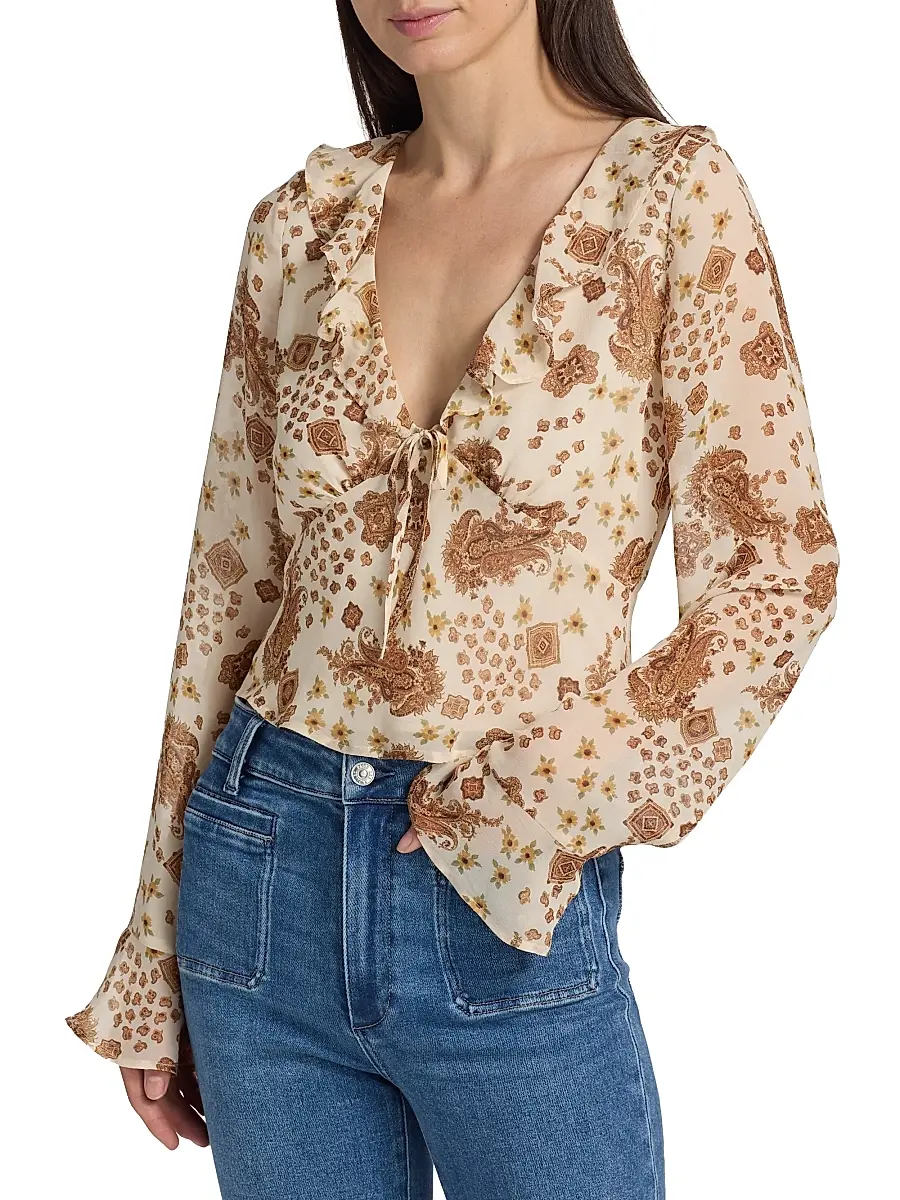 PAIGE Women's Delamar Paisley Silk Blouse | Thumbnail 3 PAIGE Women's Delamar Paisley Silk Blouse | Thumbnail 3