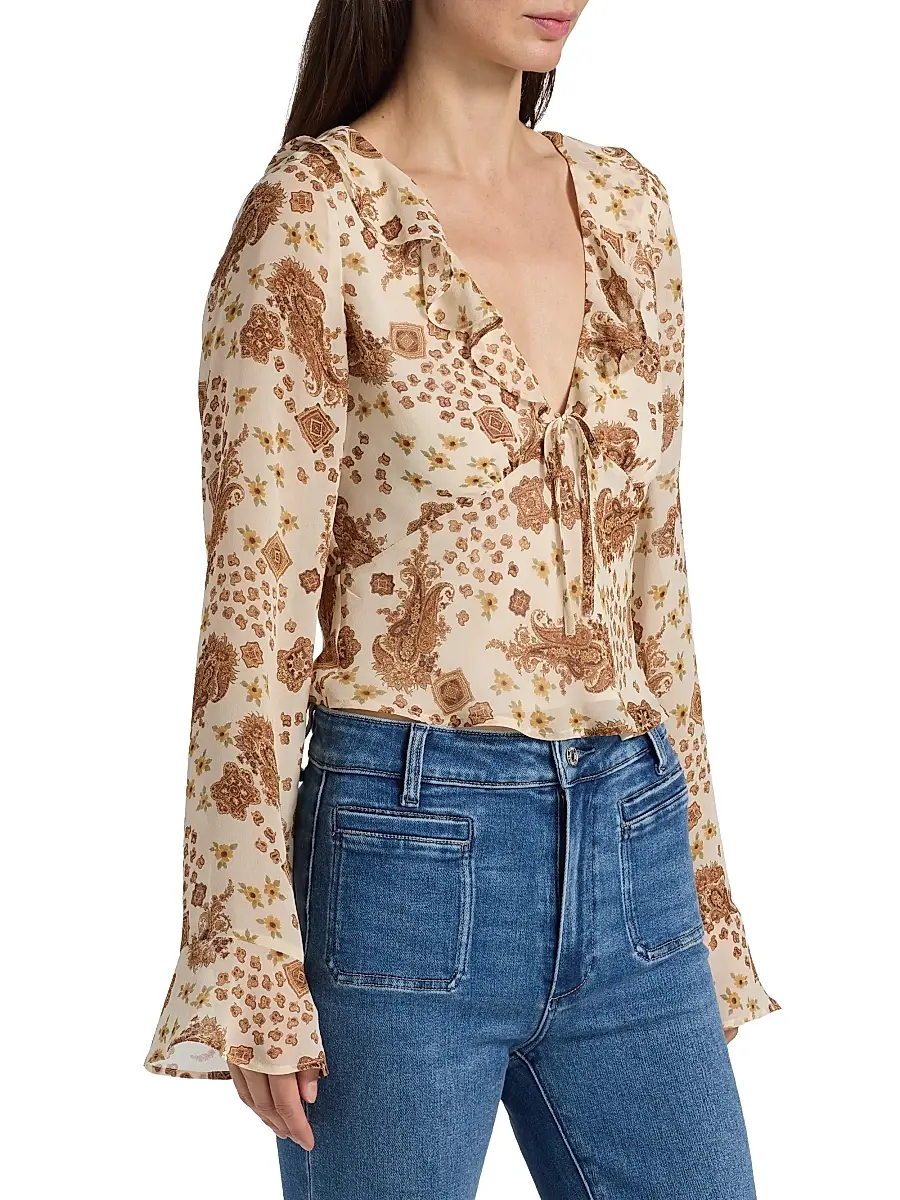 PAIGE Women's Delamar Paisley Silk Blouse | Thumbnail 4 PAIGE Women's Delamar Paisley Silk Blouse | Thumbnail 4