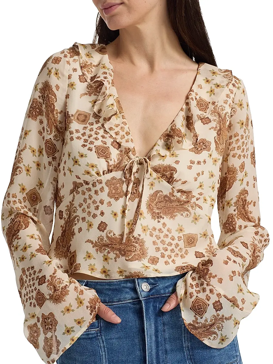 PAIGE Women's Delamar Paisley Silk Blouse | Thumbnail 6 PAIGE Women's Delamar Paisley Silk Blouse | Thumbnail 6