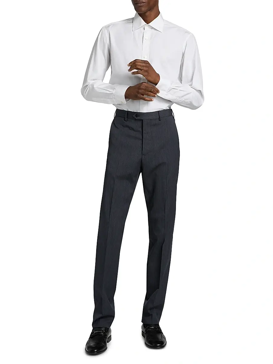 Emporio Armani Men's Flat Front Wool Trousers | Thumbnail 2 Emporio Armani Men's Flat Front Wool Trousers | Thumbnail 2