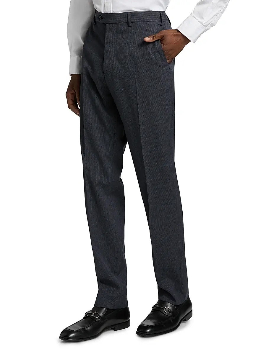 Emporio Armani Men's Flat Front Wool Trousers | Thumbnail 4 Emporio Armani Men's Flat Front Wool Trousers | Thumbnail 4