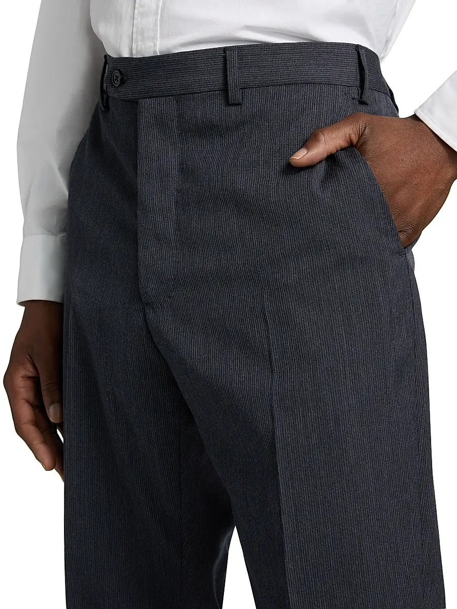 Emporio Armani Men's Flat Front Wool Trousers | Thumbnail 6 Emporio Armani Men's Flat Front Wool Trousers | Thumbnail 6