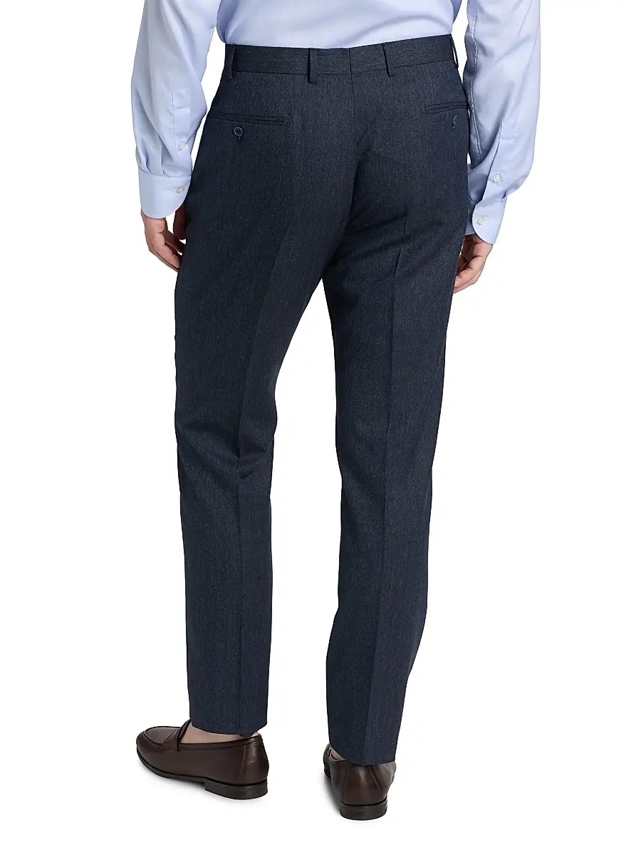 Emporio Armani Men's Flat Front Wool-Cotton Trousers | Thumbnail 5 Emporio Armani Men's Flat Front Wool-Cotton Trousers | Thumbnail 5