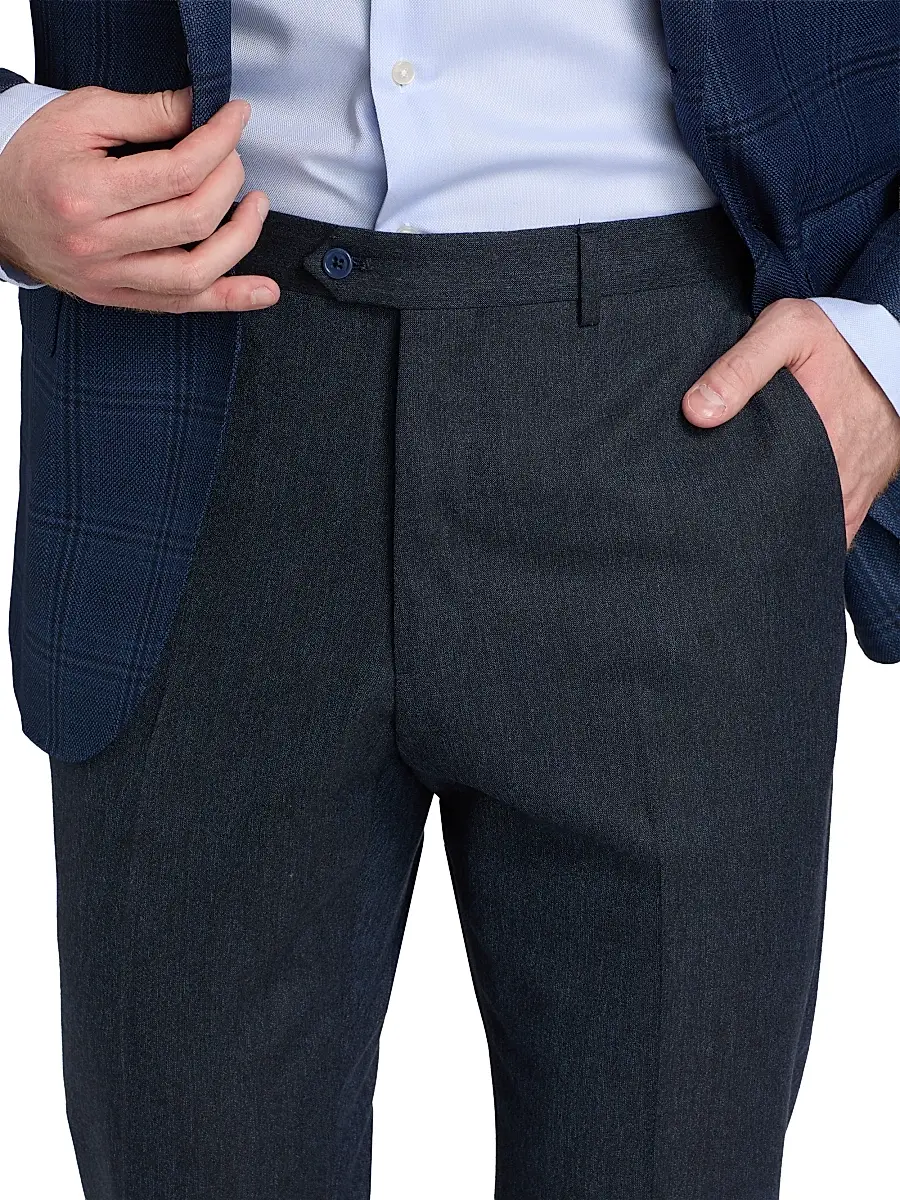 Emporio Armani Men's Flat Front Wool-Cotton Trousers | Thumbnail 6 Emporio Armani Men's Flat Front Wool-Cotton Trousers | Thumbnail 6