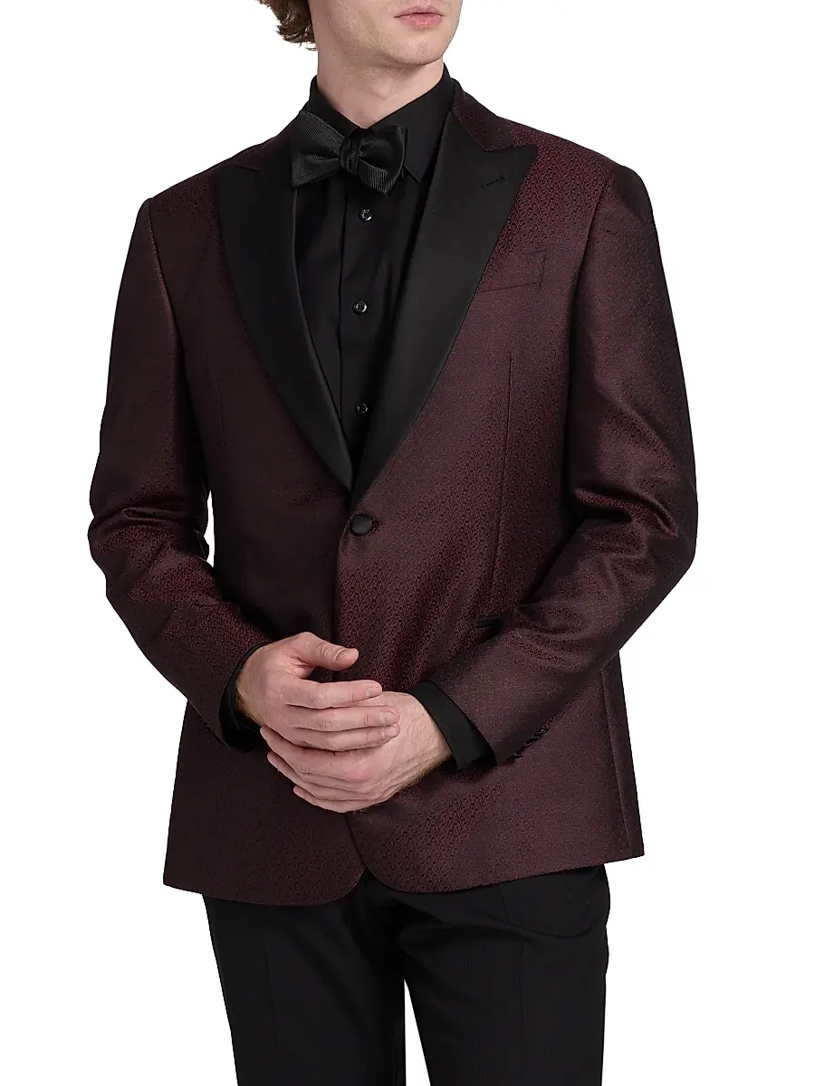 Giorgio Armani Men's Printed Dinner Jacket - Dark Red | Thumbnail 3 Giorgio Armani Men's Printed Dinner Jacket - Dark Red | Thumbnail 3