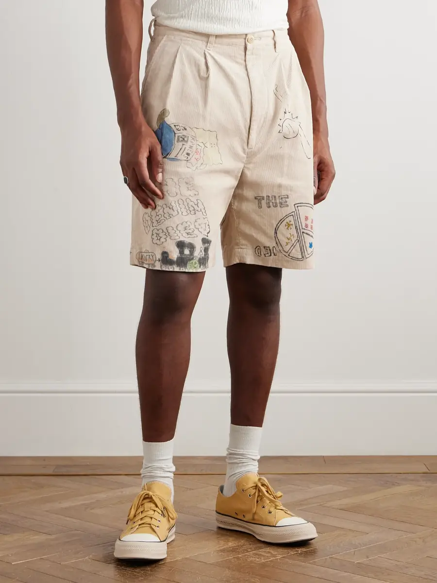KAPITAL Memorial Paint Straight-Leg Printed Cotton-Corduroy Shorts - Men | Thumbnail 3 KAPITAL Memorial Paint Straight-Leg Printed Cotton-Corduroy Shorts - Men | Thumbnail 3