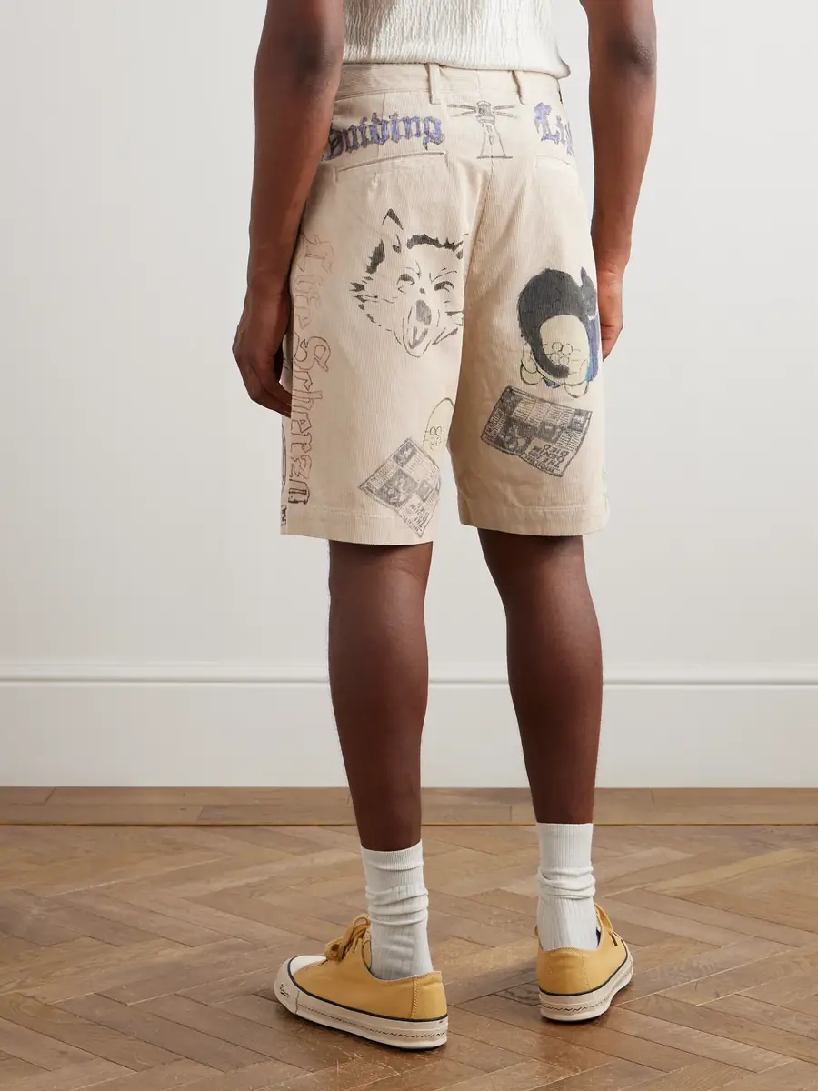 KAPITAL Memorial Paint Straight-Leg Printed Cotton-Corduroy Shorts - Men | Thumbnail 4 KAPITAL Memorial Paint Straight-Leg Printed Cotton-Corduroy Shorts - Men | Thumbnail 4